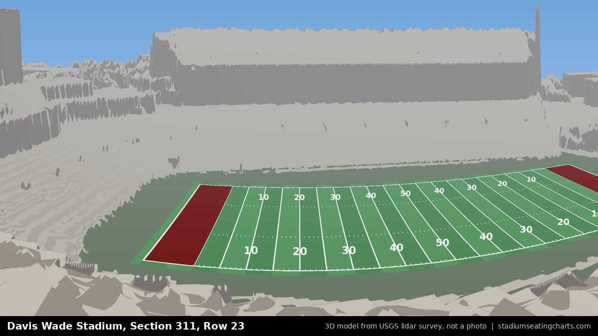 View from Davis Wade Stadium Section 311, Row 23, looking toward the field