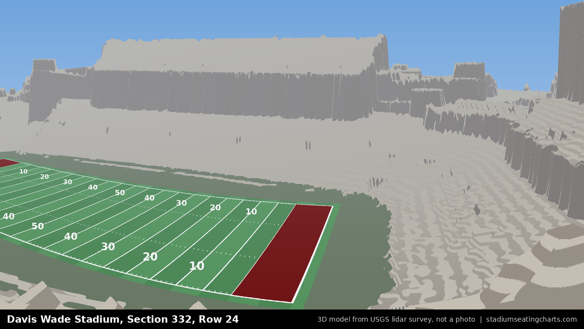 View from Davis Wade Stadium Section 332, Row 24, looking toward the field