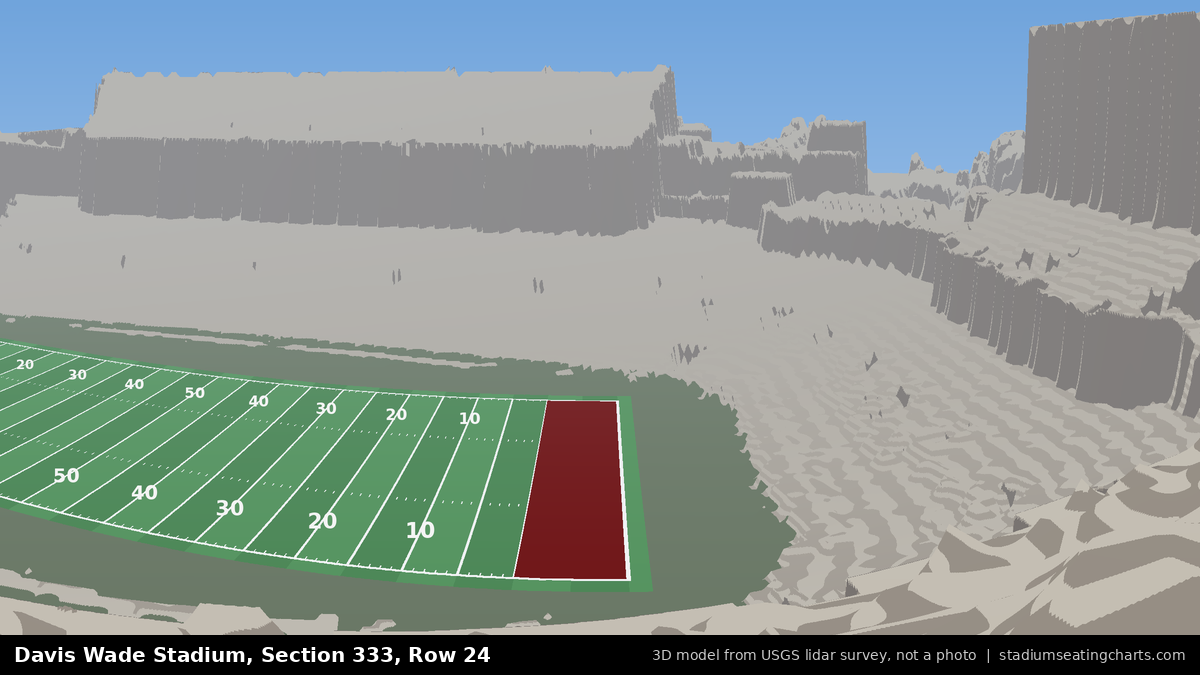 View from Davis Wade Stadium Section 333, Row 24, looking toward the field
