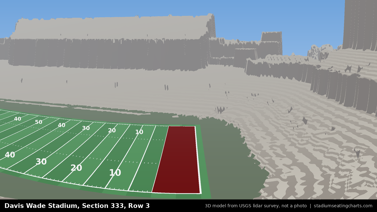 View from Davis Wade Stadium Section 333, Row 3, looking toward the field