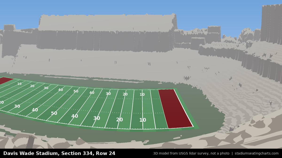 View from Davis Wade Stadium Section 334, Row 24, looking toward the field