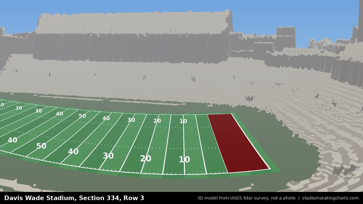 View from Davis Wade Stadium Section 334, Row 3, looking toward the field