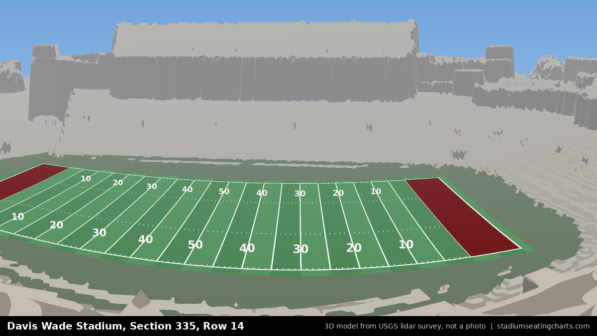 View from Davis Wade Stadium Section 335, Row 14, looking toward the field