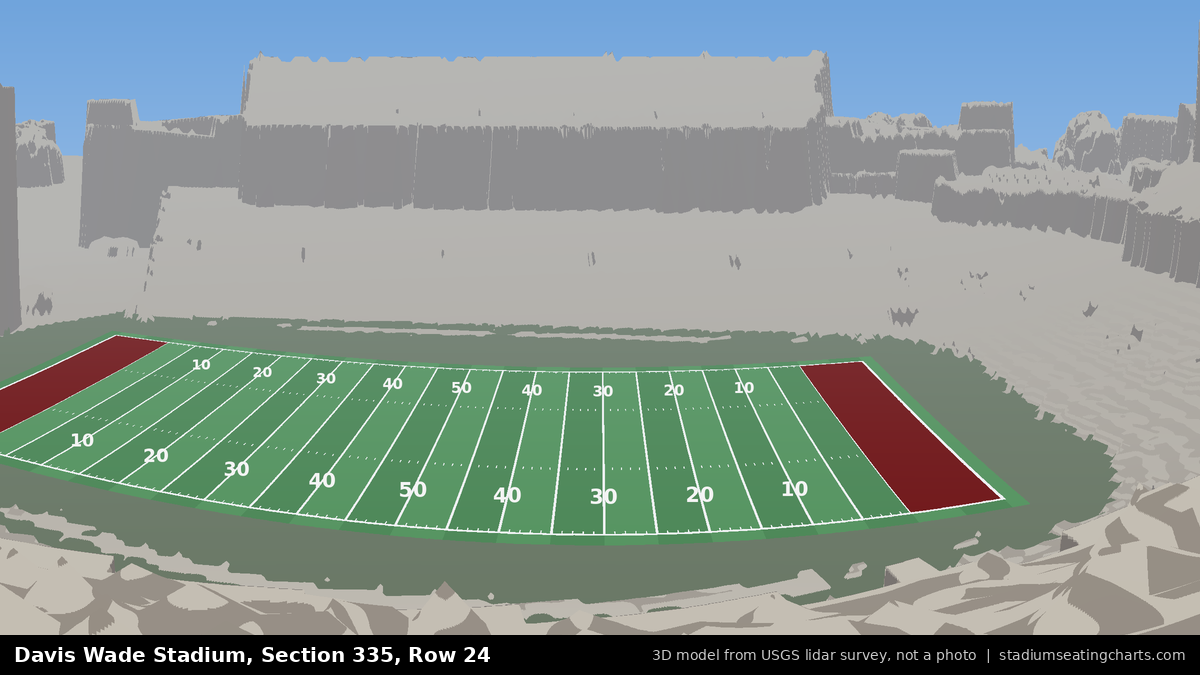 View from Davis Wade Stadium Section 335, Row 24, looking toward the field