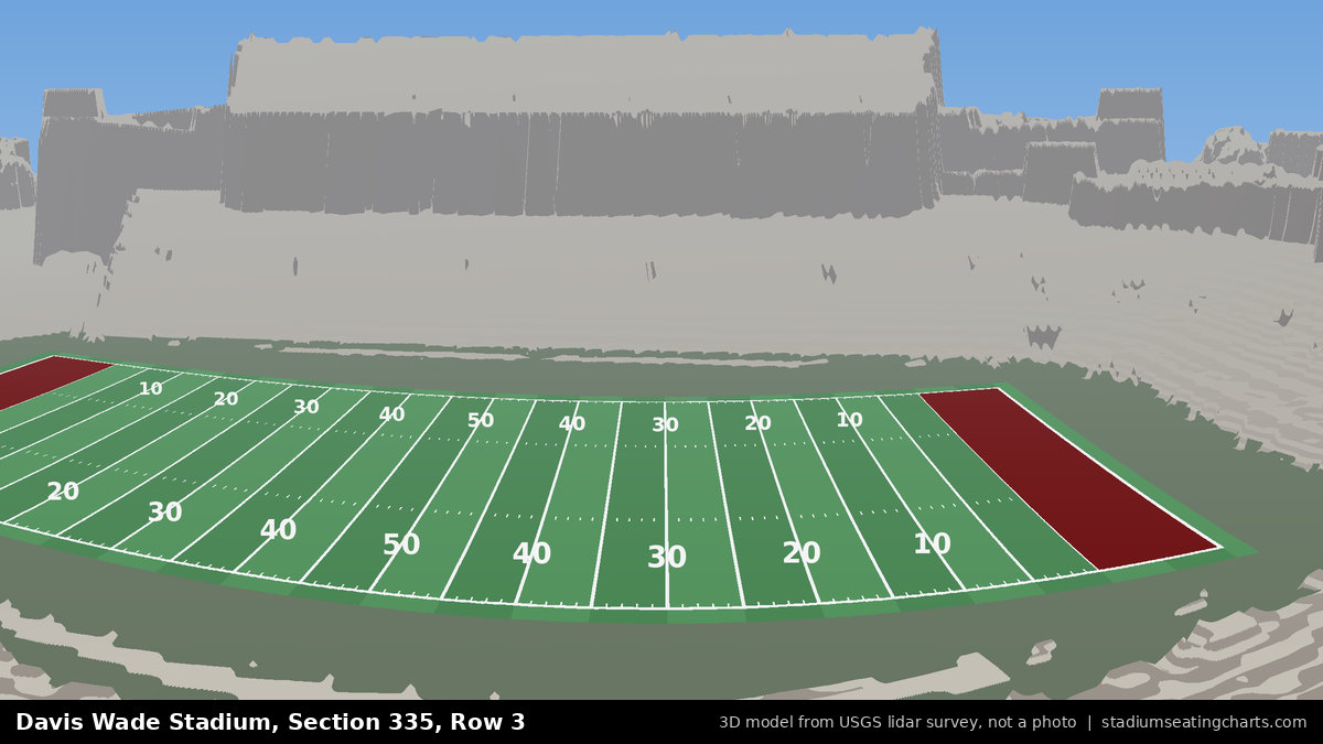 View from Davis Wade Stadium Section 335, Row 3, looking toward the field