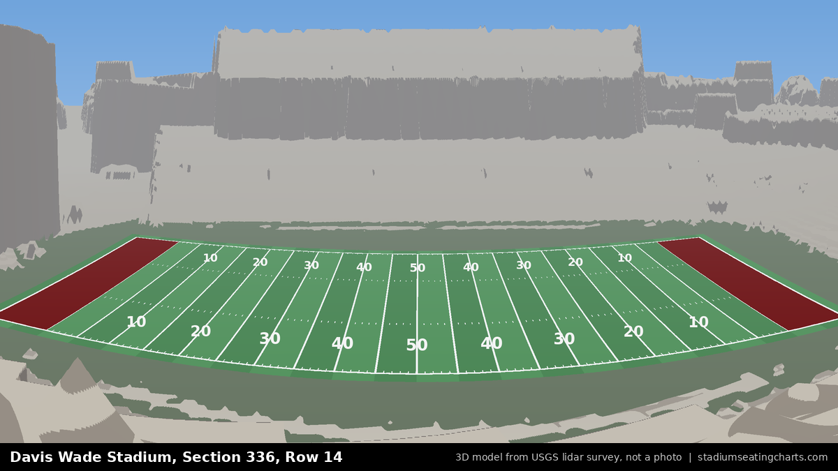 View from Davis Wade Stadium Section 336, Row 14, looking toward the field