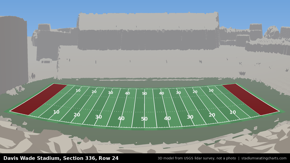 View from Davis Wade Stadium Section 336, Row 24, looking toward the field
