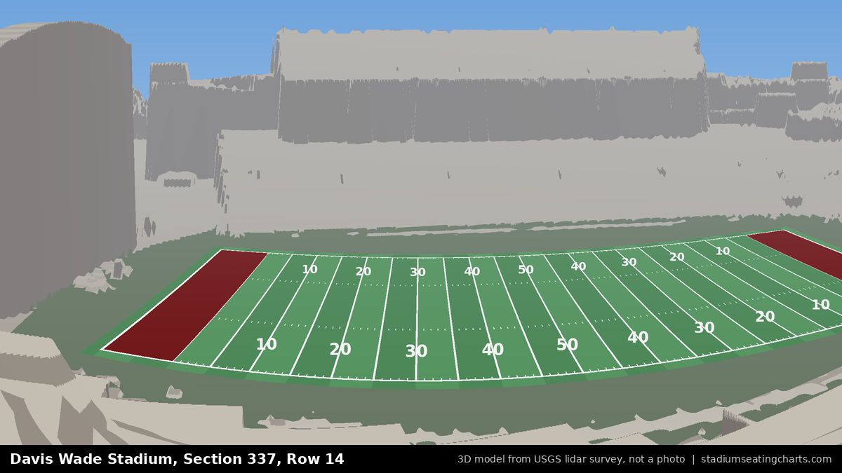 View from Davis Wade Stadium Section 337, Row 14, looking toward the field