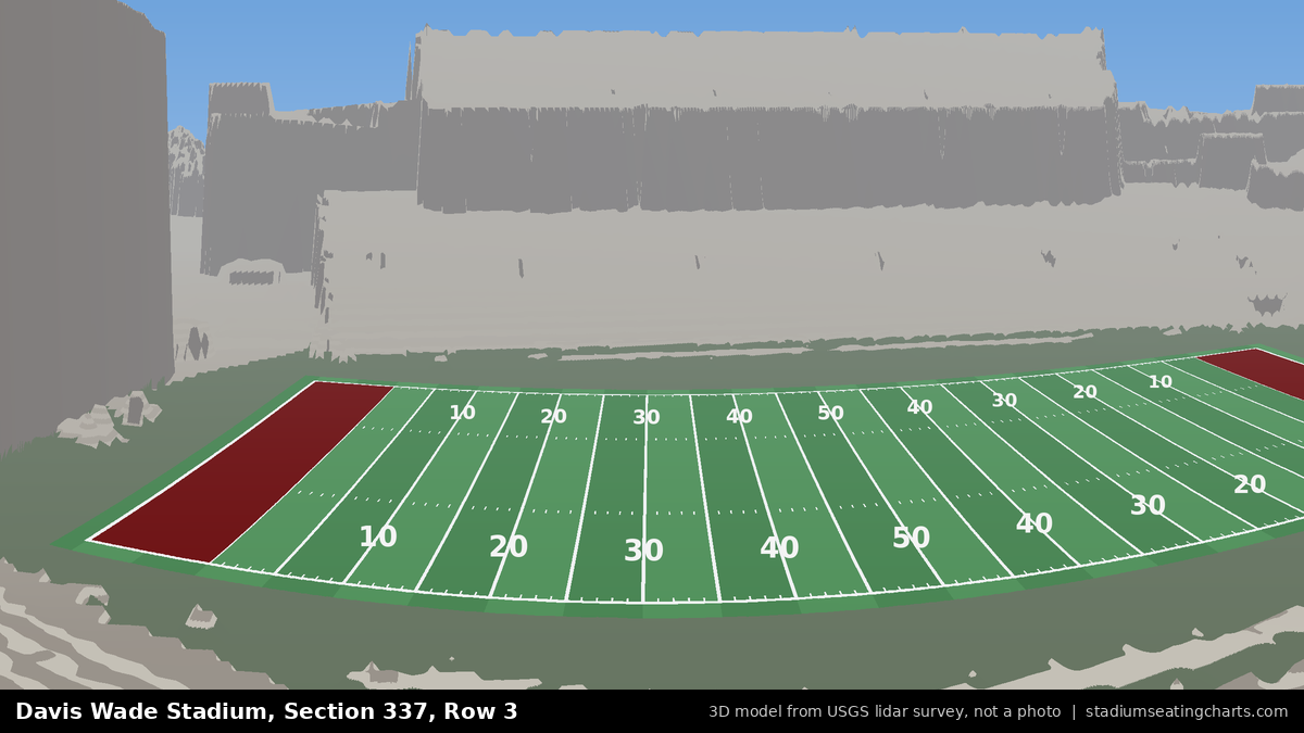 View from Davis Wade Stadium Section 337, Row 3, looking toward the field