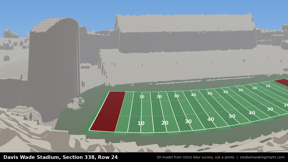 View from Davis Wade Stadium Section 338, Row 24, looking toward the field
