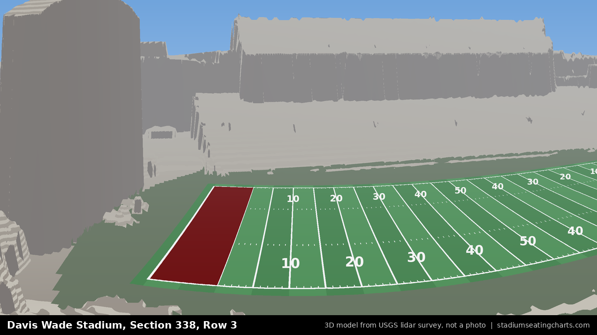 View from Davis Wade Stadium Section 338, Row 3, looking toward the field