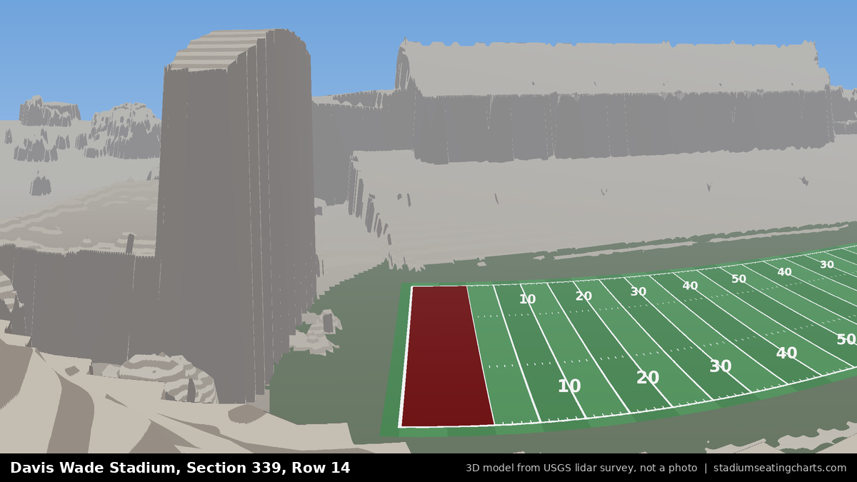 View from Davis Wade Stadium Section 339, Row 14, looking toward the field