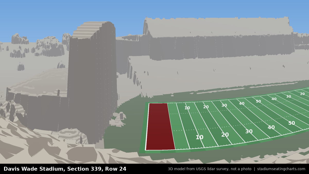 View from Davis Wade Stadium Section 339, Row 24, looking toward the field
