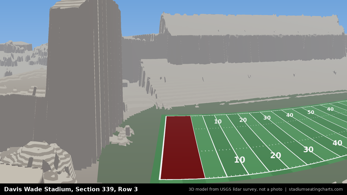 View from Davis Wade Stadium Section 339, Row 3, looking toward the field