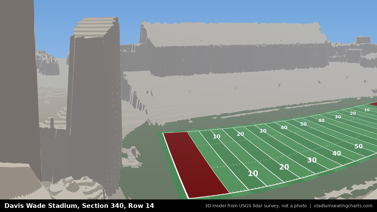 View from Davis Wade Stadium Section 340, Row 14, looking toward the field