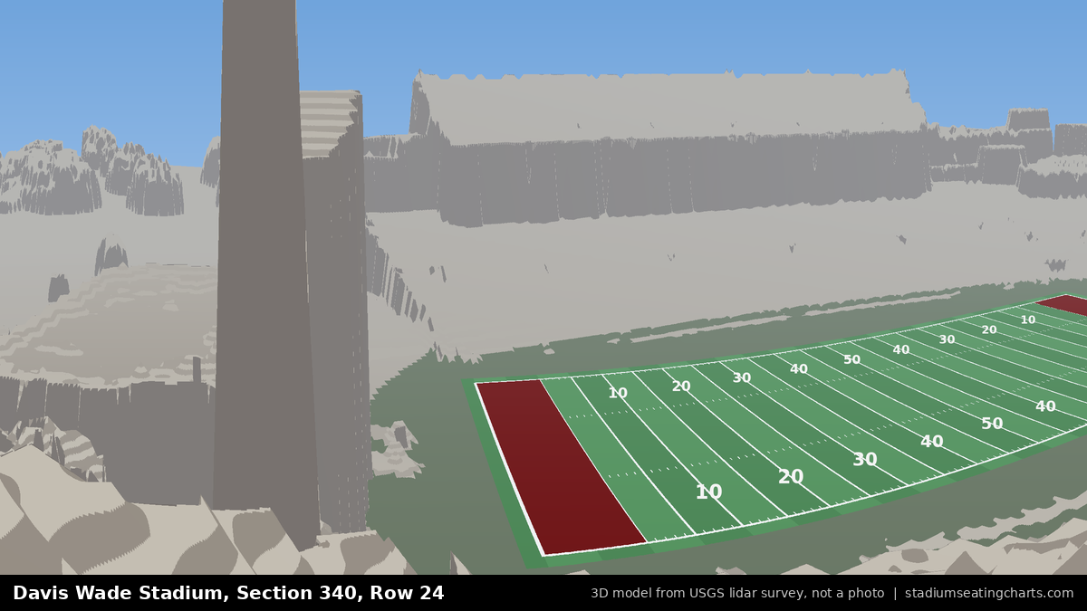 View from Davis Wade Stadium Section 340, Row 24, looking toward the field