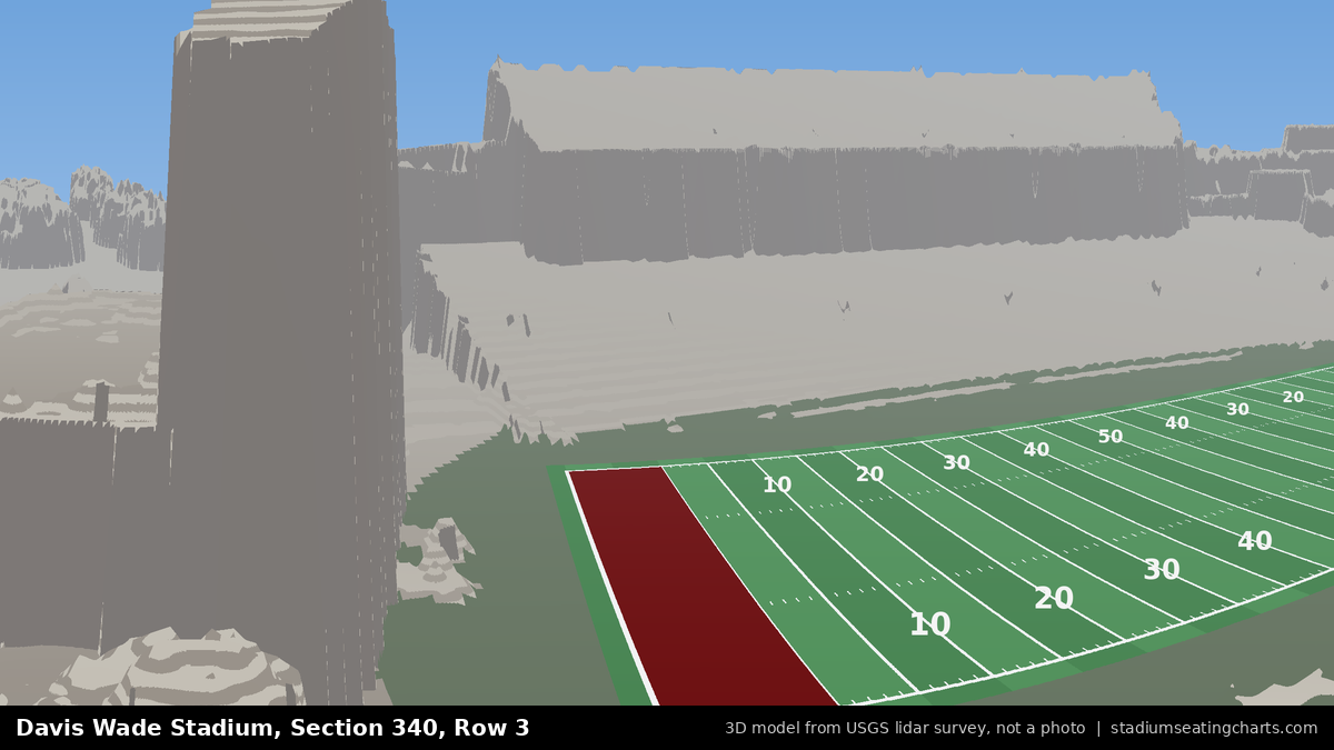 View from Davis Wade Stadium Section 340, Row 3, looking toward the field