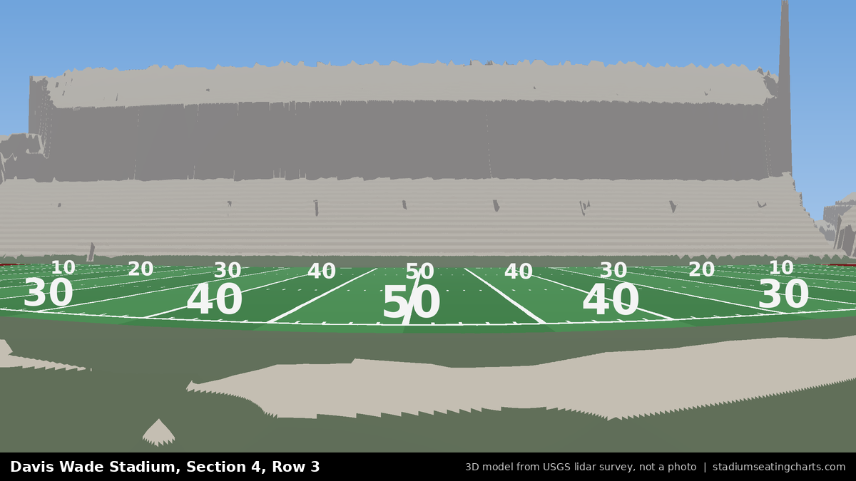 View from Davis Wade Stadium Section 4, Row 3, looking toward the field