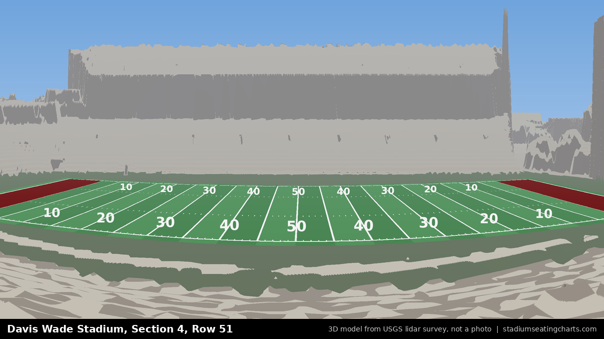View from Davis Wade Stadium Section 4, Row 51, looking toward the field