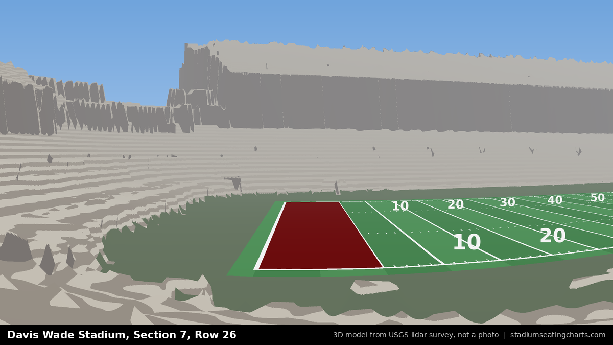 View from Davis Wade Stadium Section 7, Row 26, looking toward the field