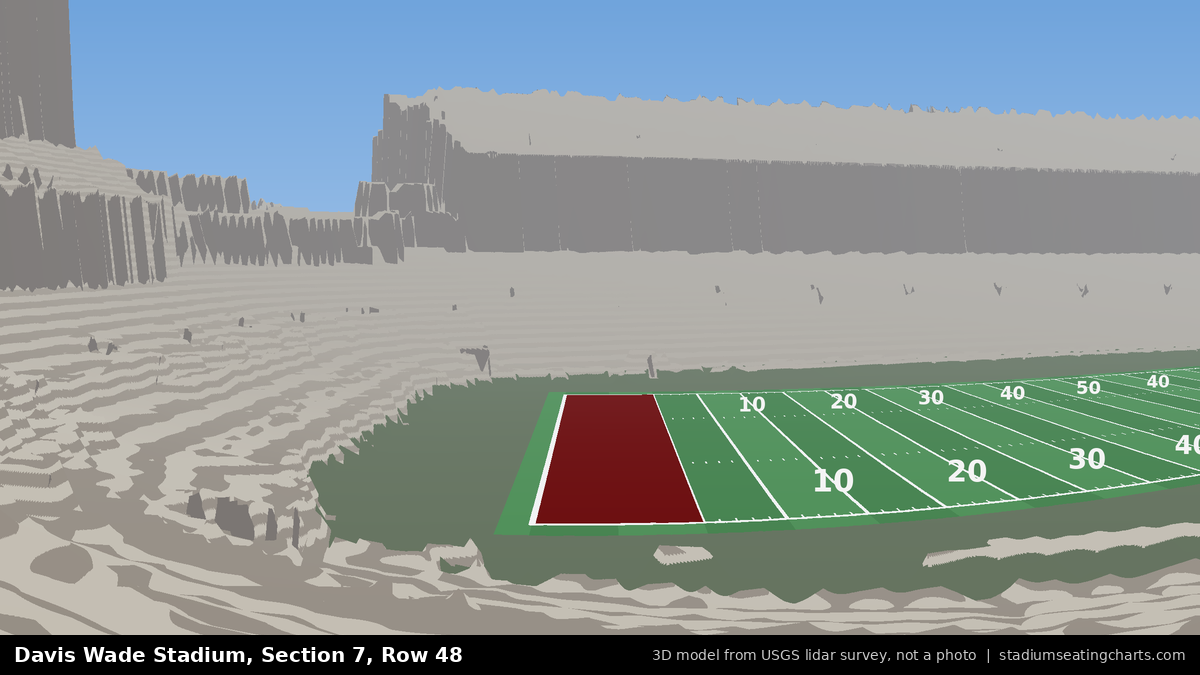 View from Davis Wade Stadium Section 7, Row 48, looking toward the field