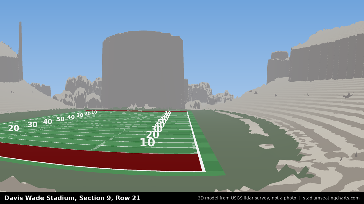 View from Davis Wade Stadium Section 9, Row 21, looking toward the field