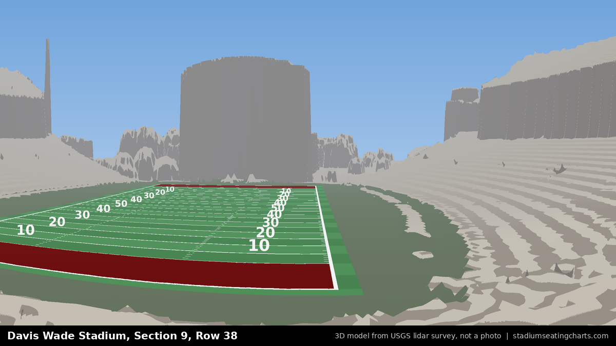 View from Davis Wade Stadium Section 9, Row 38, looking toward the field