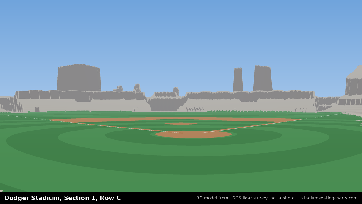 View from Dodger Stadium Section 1, Row C, looking toward the pitcher's mound
