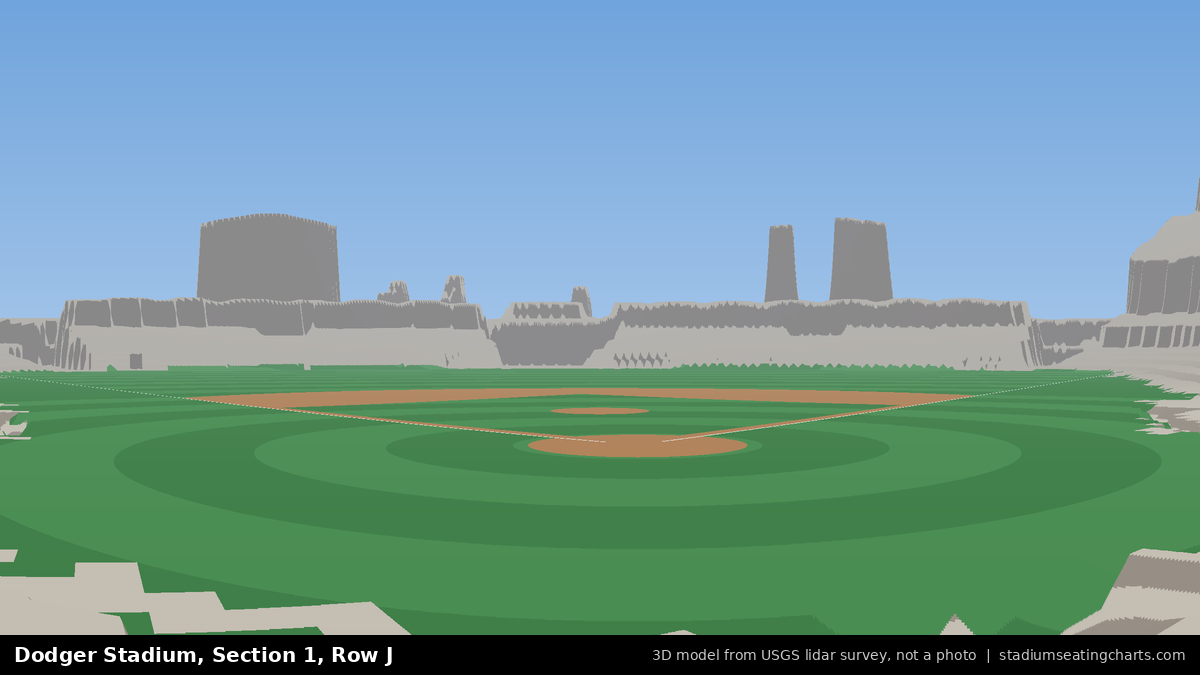 View from Dodger Stadium Section 1, Row J, looking toward the pitcher's mound