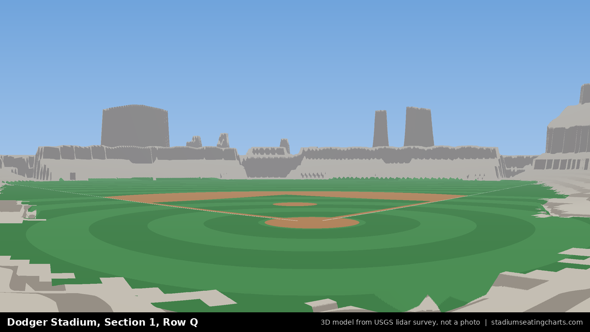 View from Dodger Stadium Section 1, Row Q, looking toward the pitcher's mound
