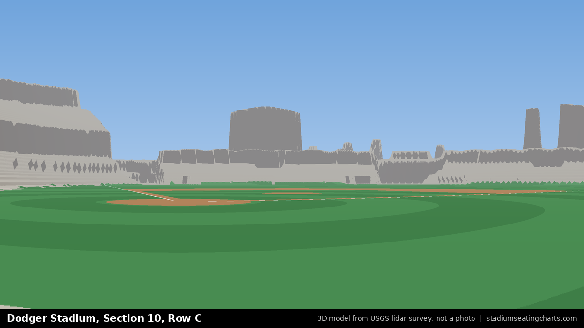 View from Dodger Stadium Section 10, Row C, looking toward the pitcher's mound