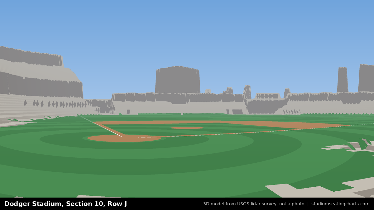 View from Dodger Stadium Section 10, Row J, looking toward the pitcher's mound