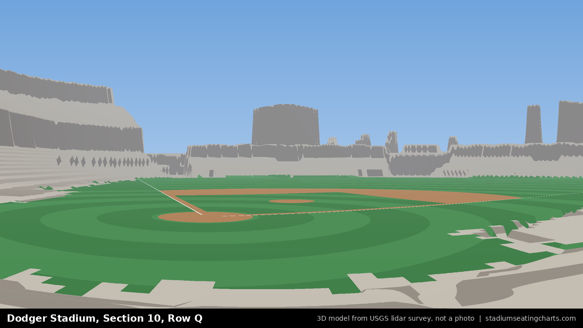 View from Dodger Stadium Section 10, Row Q, looking toward the pitcher's mound
