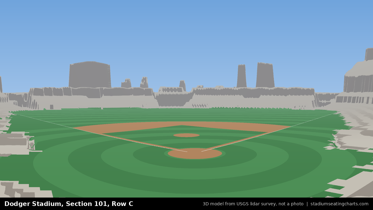 View from Dodger Stadium Section 101, Row C, looking toward the pitcher's mound