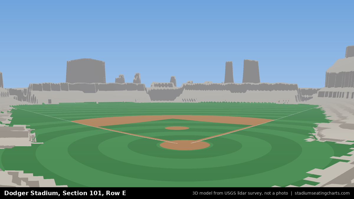 View from Dodger Stadium Section 101, Row E, looking toward the pitcher's mound