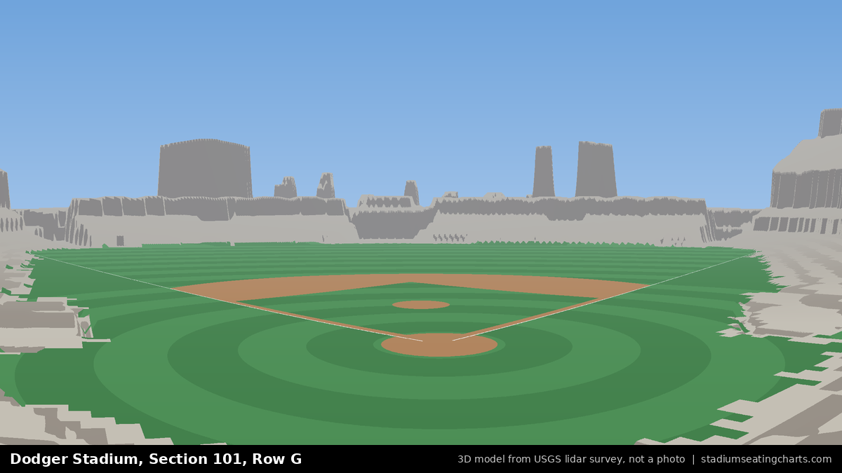 View from Dodger Stadium Section 101, Row G, looking toward the pitcher's mound