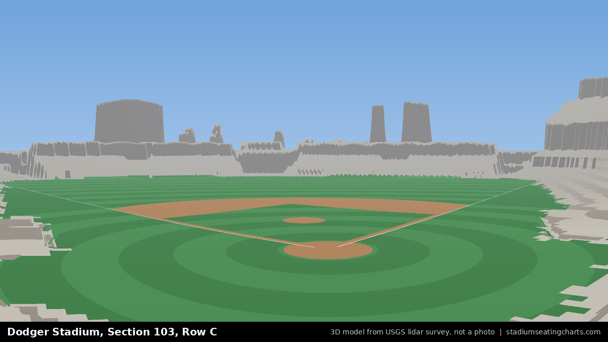 View from Dodger Stadium Section 103, Row C, looking toward the pitcher's mound