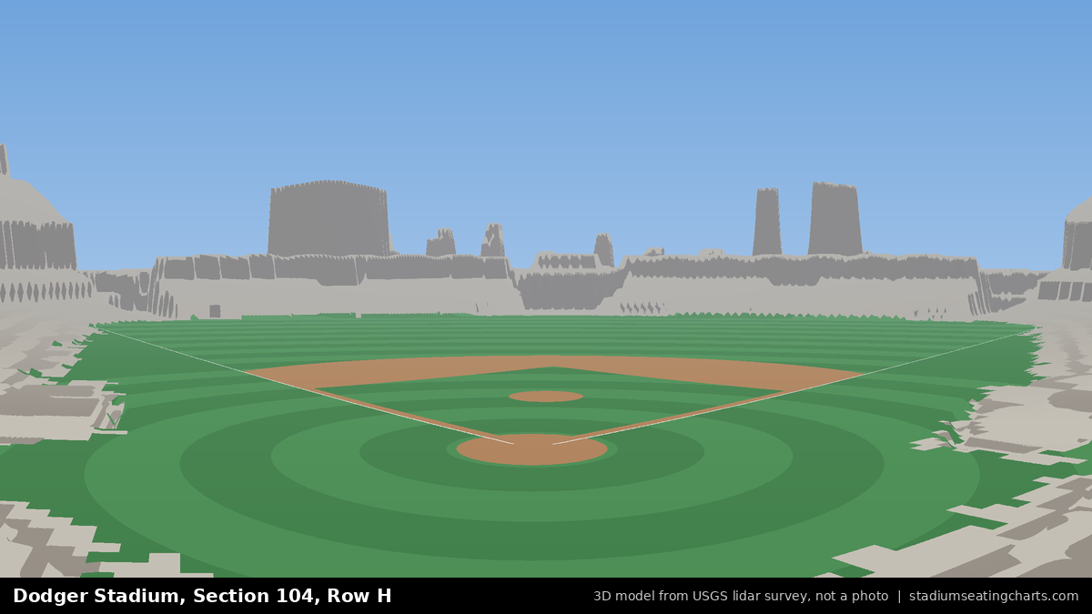View from Dodger Stadium Section 104, Row H, looking toward the pitcher's mound