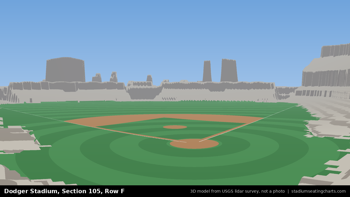 View from Dodger Stadium Section 105, Row F, looking toward the pitcher's mound