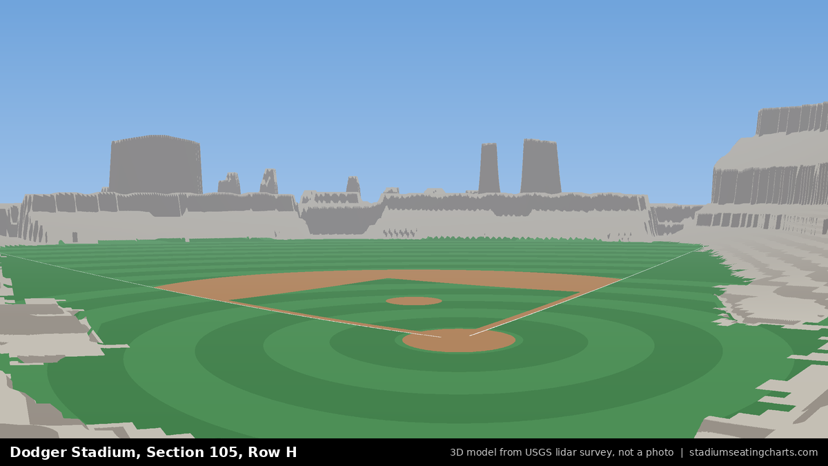 View from Dodger Stadium Section 105, Row H, looking toward the pitcher's mound