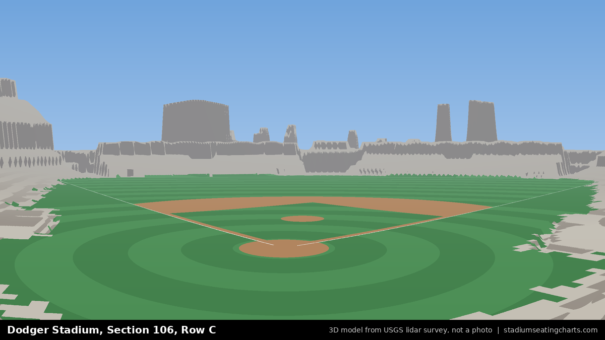View from Dodger Stadium Section 106, Row C, looking toward the pitcher's mound