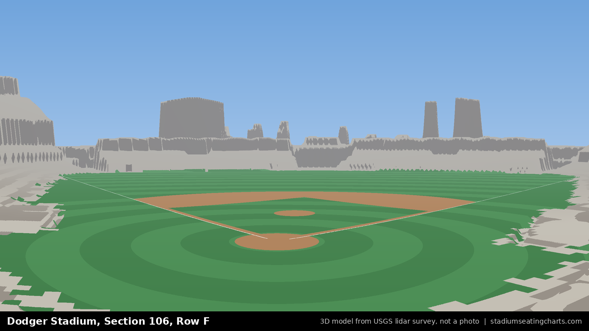 View from Dodger Stadium Section 106, Row F, looking toward the pitcher's mound