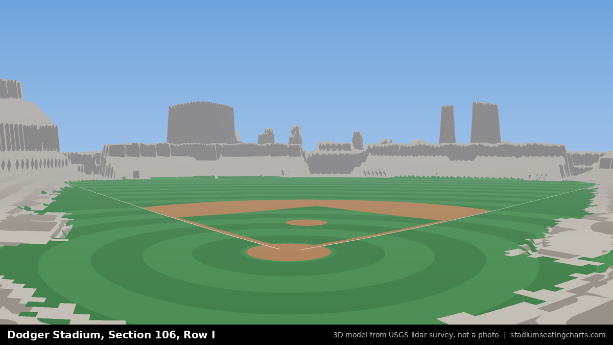 View from Dodger Stadium Section 106, Row I, looking toward the pitcher's mound
