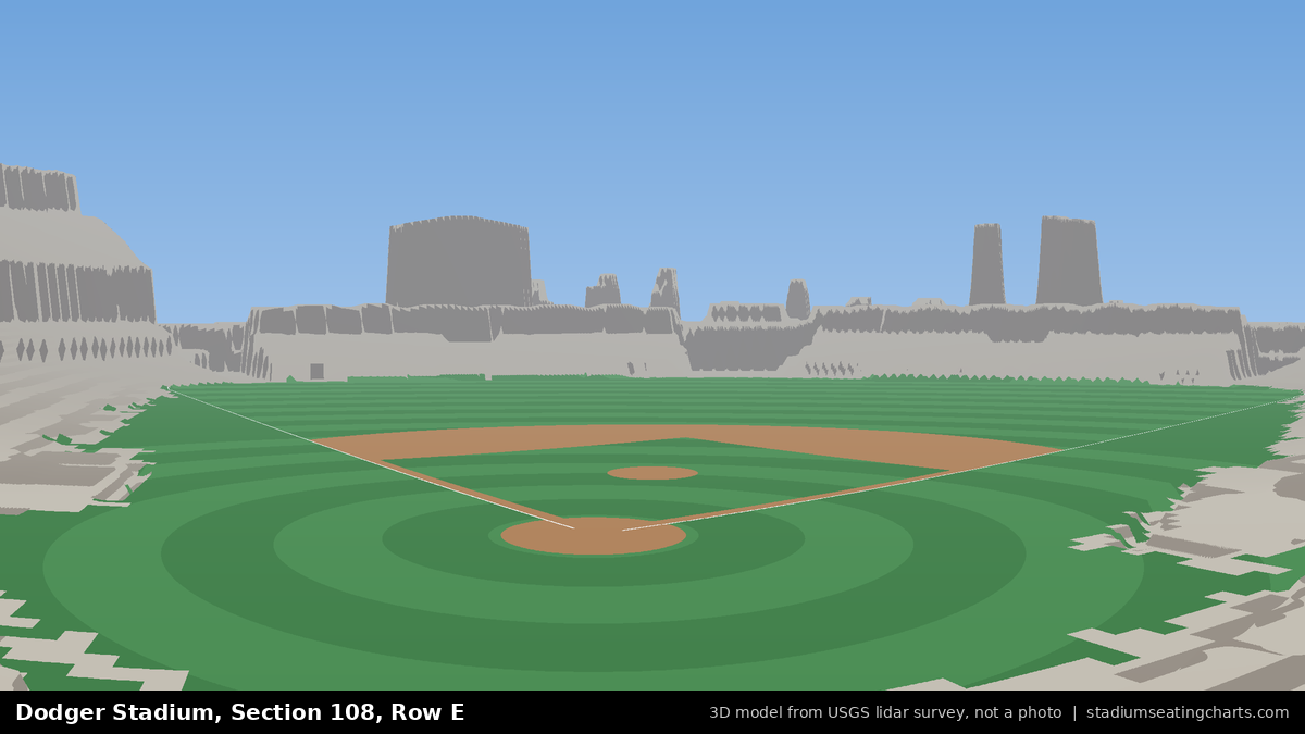 View from Dodger Stadium Section 108, Row E, looking toward the pitcher's mound