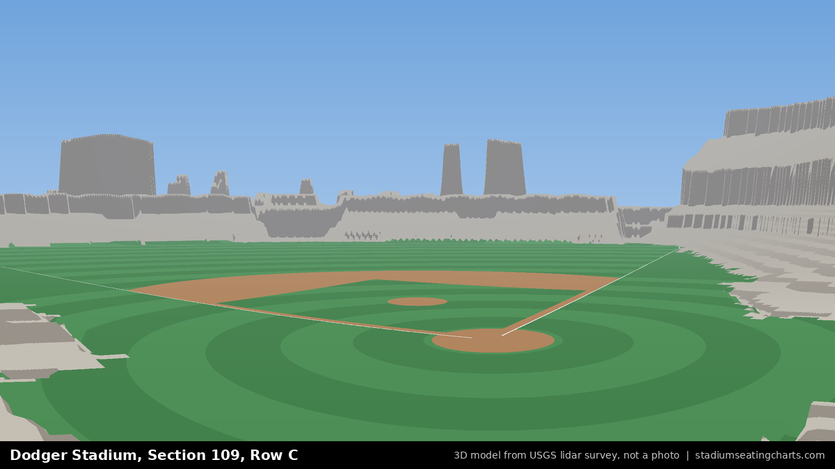 View from Dodger Stadium Section 109, Row C, looking toward the pitcher's mound