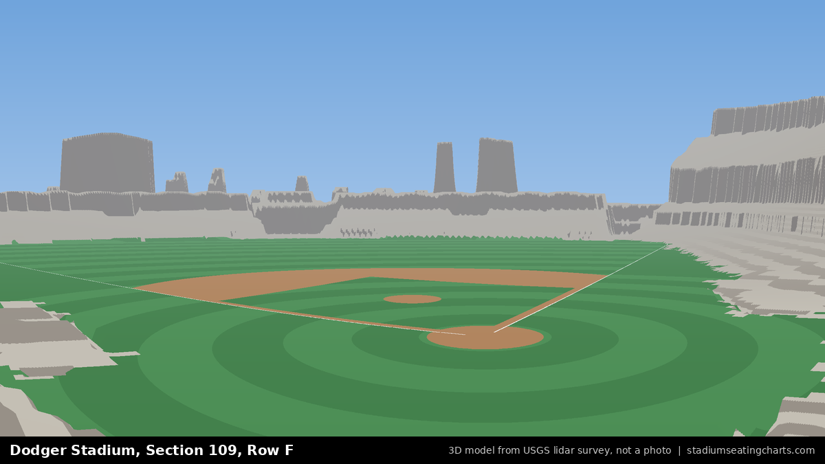 View from Dodger Stadium Section 109, Row F, looking toward the pitcher's mound