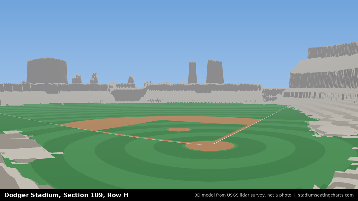 View from Dodger Stadium Section 109, Row H, looking toward the pitcher's mound