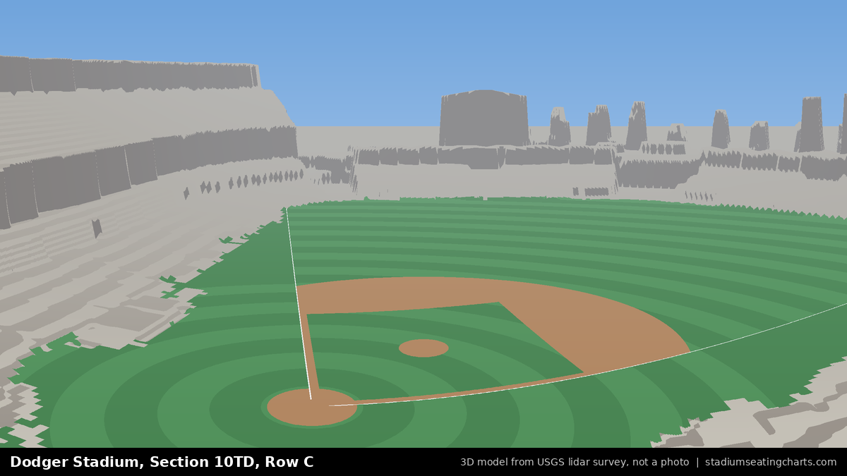View from Dodger Stadium Section 10TD, Row C, looking toward the pitcher's mound
