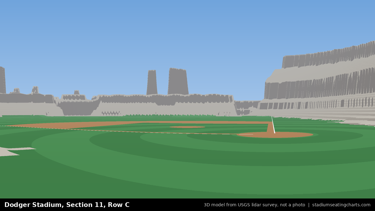View from Dodger Stadium Section 11, Row C, looking toward the pitcher's mound