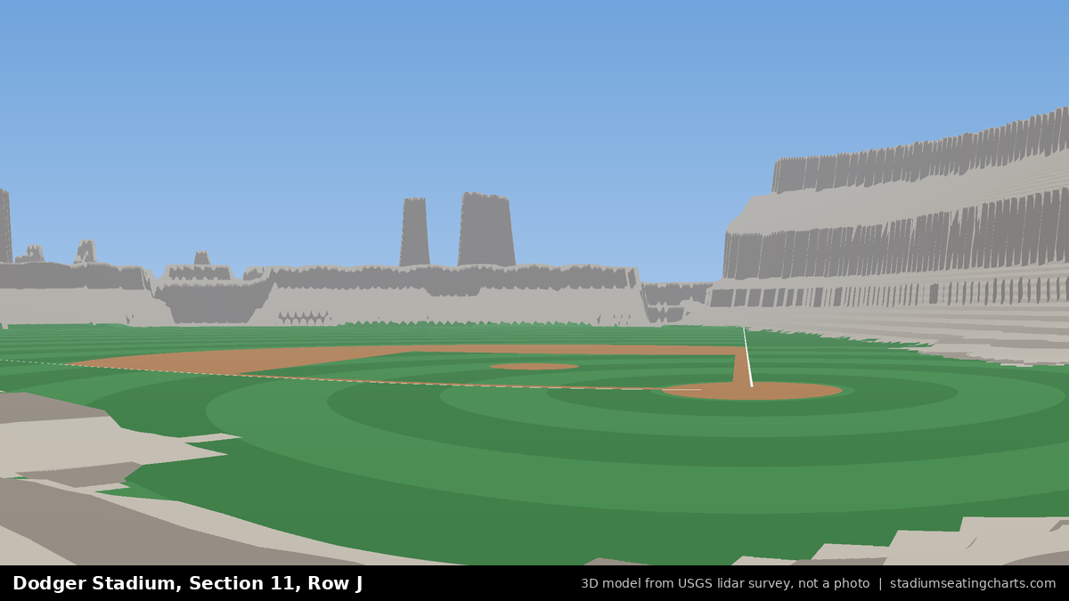 View from Dodger Stadium Section 11, Row J, looking toward the pitcher's mound
